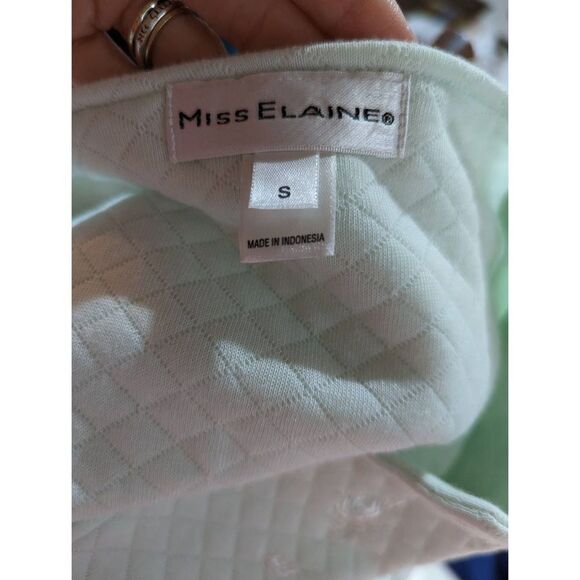 Miss Elaine Women's Green Long Sleeve Snap Button Quilted Sleep Dress Size Small - Picture 4 of 4